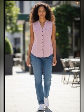 5.11 Tactical Women's Medium Top‎ Snap Front Pink Athletic Sleeveless Hiking